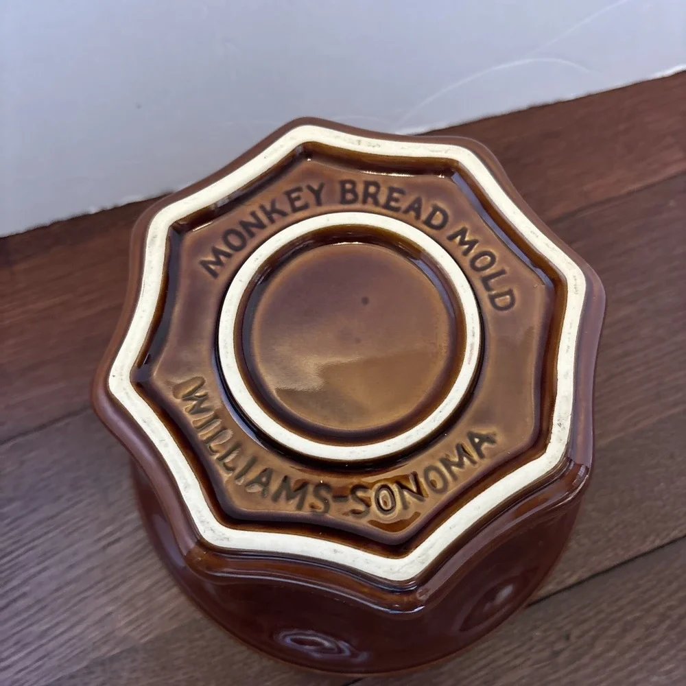 Williams Sonoma Monkey Bread Pan Mold Ceramic Brown Glazed -‎ 8